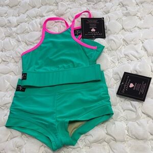 Kandi Kouture Kids Green & Pink Dance Set